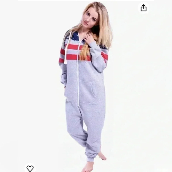 SKYLINEWEARS Adult One Piece Unisex American Flag Jumpsuit Size M - Picture 3 of 5